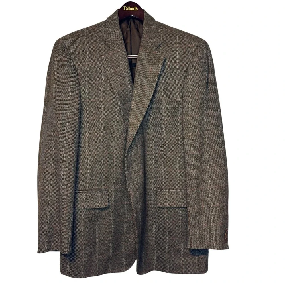 Angelo Nardelli Mens Sport Coat Plaid Check Lined Jacket Wool Cashmere 44R Italy